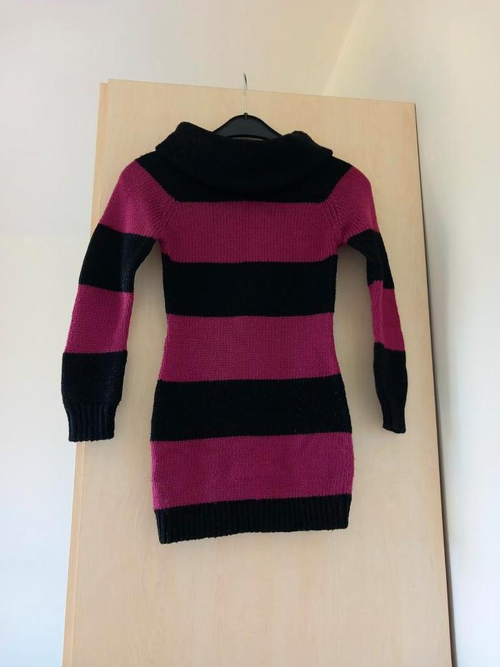 Zwart/roze warm kleedje maat 134/140, zeer goede staat, Kinderen en Baby's, Kinderkleding | Maat 134, Zo goed als nieuw, Meisje