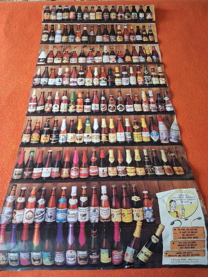 oude affiche  bieren van belgie, Verzamelen, Merken en Reclamevoorwerpen, Gebruikt, Reclamebord, Ophalen of Verzenden
