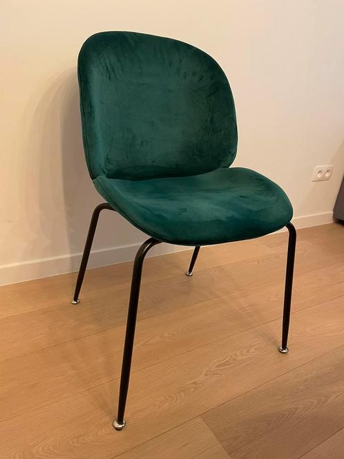 6 groene stoelen met fluwelen bekleding, Maison & Meubles, Chaises, Comme neuf, Enlèvement