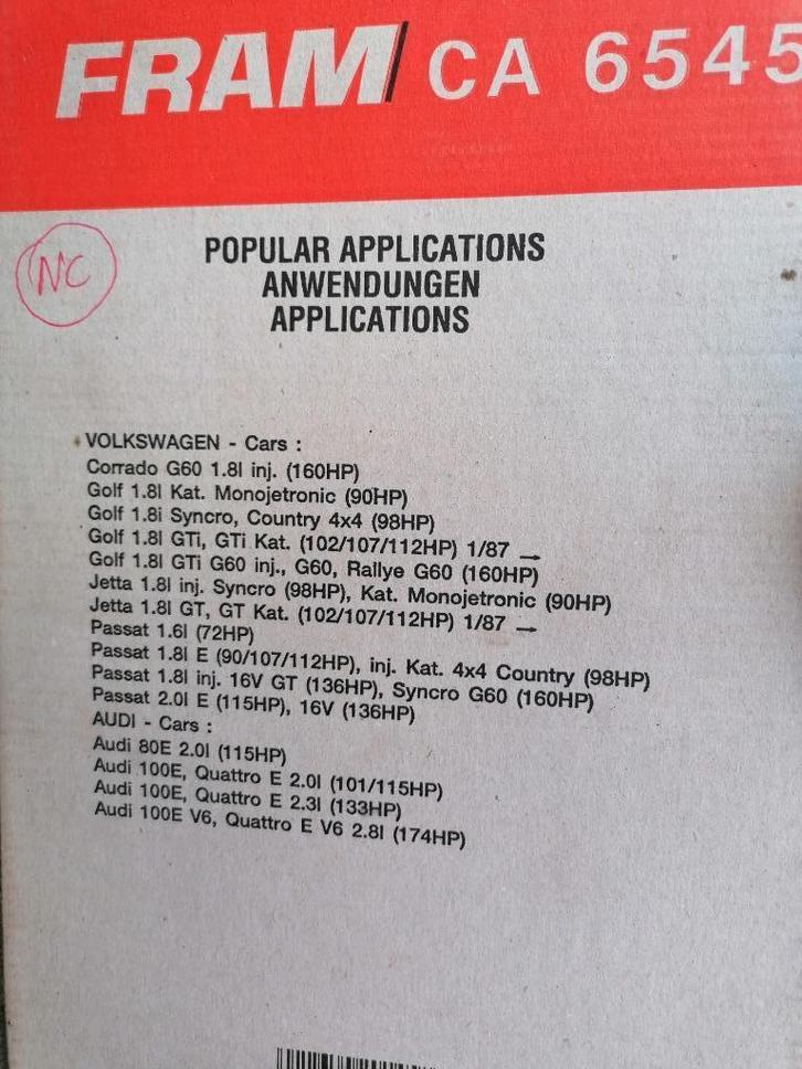 Volkswagen 1.8 luchtfilter golf corrado jetta passat audi 80, Auto-onderdelen, Filters, Audi, Volkswagen, Nieuw, Ophalen of Verzenden