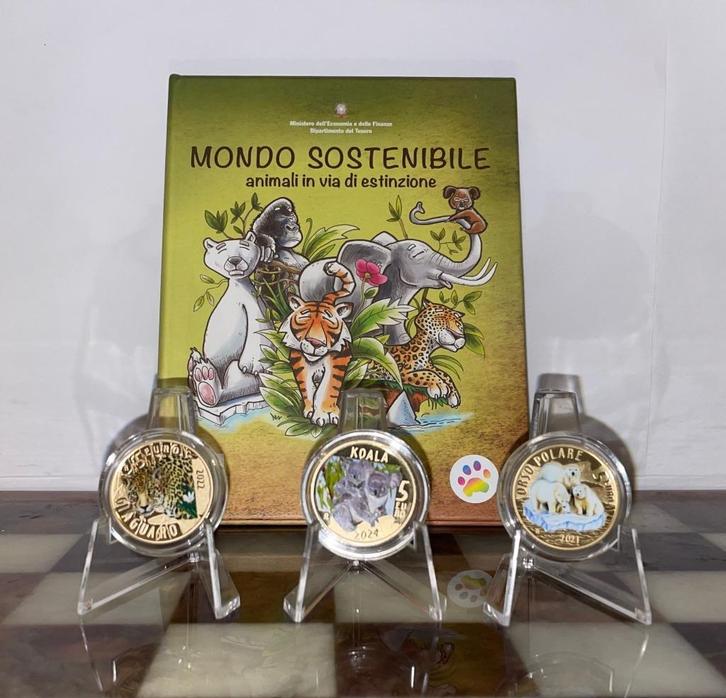 Set Italiaanse gekleurde 5 euro-munten, Timbres & Monnaies, Monnaies | Europe | Monnaies euro, Série, 5 euros, Italie, Enlèvement