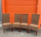 Set van 4 zeer degelijke eetkamerstoelen van rattan & hout, Ophalen of Verzenden, Hout