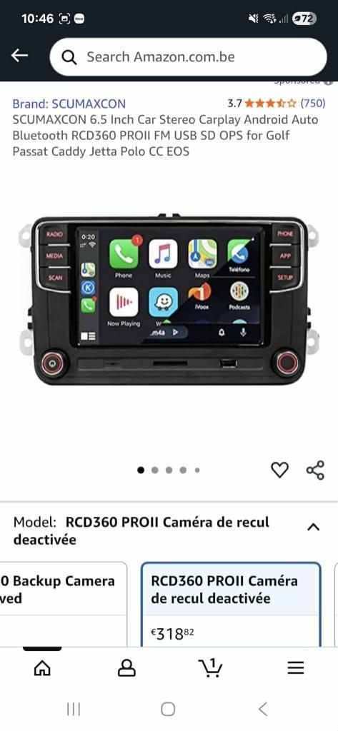 Autoradio car play RCD 360 Volkswagen achetée sur Amazon, Auto diversen, Autoradio's, Zo goed als nieuw, Ophalen of Verzenden
