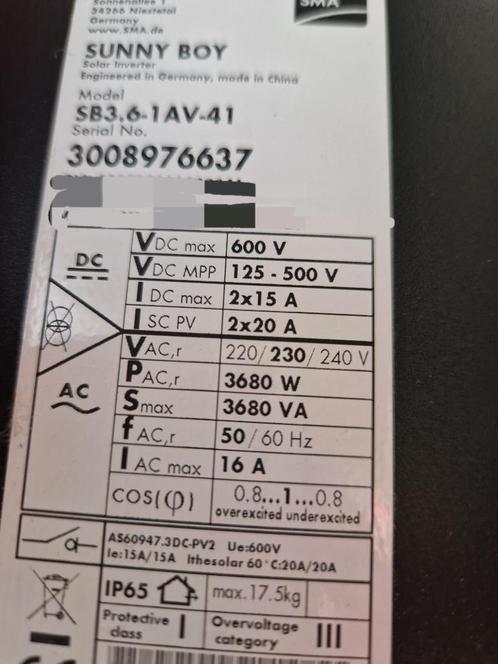 SMA, Doe-het-zelf en Bouw, Zonnepanelen en Toebehoren, Gebruikt, Ophalen