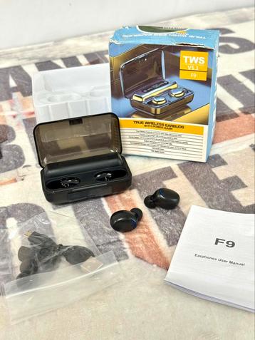 Oordopjes Draadloze Bluetooth V5.0 F9 TWS cover + powerbank beschikbaar voor biedingen