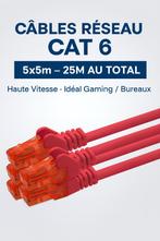 Pack de 5 câbles réseau CAT 6 – 5m chacun - neufs, Ophalen of Verzenden, Nieuw