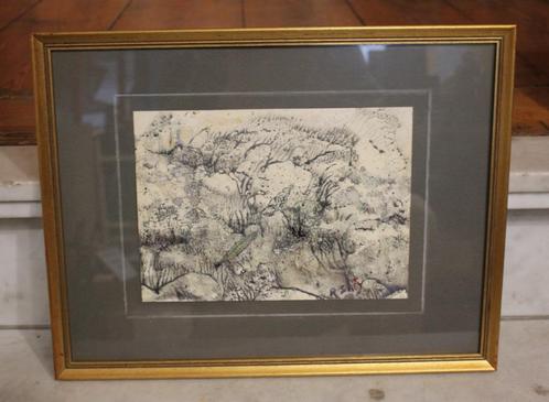 Renaet Saey - Ingekaderd werk op papier uit 1984 - 1984, Antiek en Kunst, Kunst | Schilderijen | Abstract, Ophalen of Verzenden