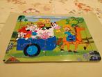 Houten puzzel 2 kinderen met paard en kar en boerderijdieren, Ophalen, Gebruikt