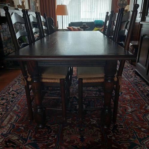 Table à manger rectangulaire en chêne avec 6 chaises, Maison & Meubles, Tables | Tables à manger, Comme neuf, 50 à 100 cm, 150 à 200 cm