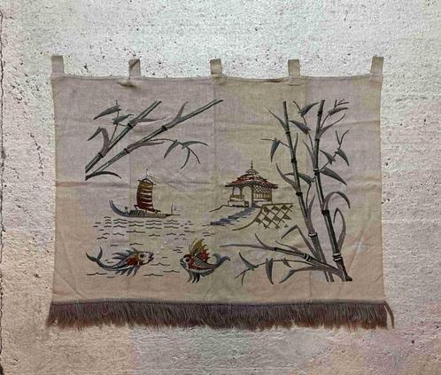 Wandkleed koi vissen bamboe chinese gazebo boot 131/100, Huis en Inrichting, Woonaccessoires | Wanddecoraties, Ophalen of Verzenden