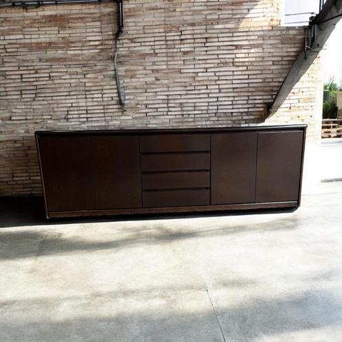 Vintage minimalistische dressoir in donker hout, Huis en Inrichting, Kasten | Ladekasten, Ophalen of Verzenden