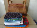 Vintage naaimand rotan lappenmand vintage stof stoffen 1970, Ophalen of Verzenden