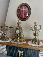 Koperen klok en kandelaars, Antiek en Kunst, Ophalen