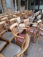 Houten stoelen met lederen zitting, Huis en Inrichting, Stoelen, Ophalen, Gebruikt, Rood