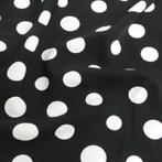 1235) 150x200cm geweven acetaat stof witte stippen op zwart, Noir, Enlèvement ou Envoi, 120 cm ou plus, Neuf