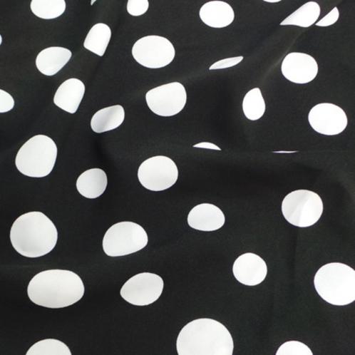 1235) 150x200cm geweven acetaat stof witte stippen op zwart, Hobby & Loisirs créatifs, Tissus & Chiffons, Neuf, 120 cm ou plus