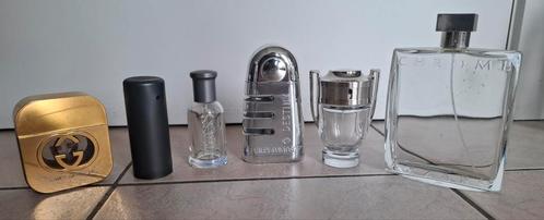 6 lege parfumflesjes: Gucci, Armani, Azzaro,Paco Rabanne,..., Verzamelen, Parfumverzamelingen, Gebruikt, Parfumfles, Ophalen of Verzenden