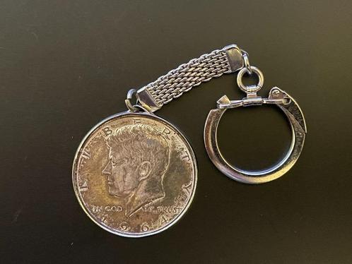 Vintage Key Chain John F. Kennedy Half Dollar Key Ring 1964, Postzegels en Munten, Munten | Amerika, Losse munt, Noord-Amerika