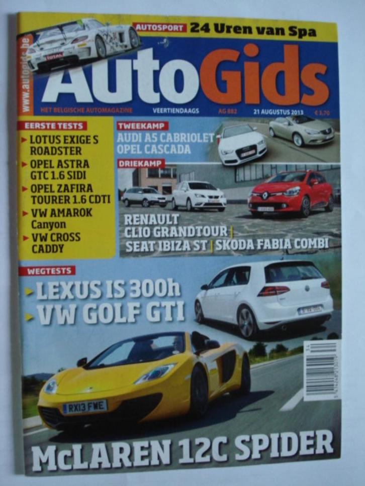 AutoGids 882 McLaren 12C Spider/VW Golf GTI/GTD/Lexus IS, Boeken, Auto's | Folders en Tijdschriften, Gelezen, Algemeen, Verzenden