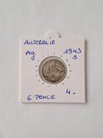 Australie 6 pence 1943 S  AG geres bemil, Timbres & Monnaies, Monnaies | Océanie, Enlèvement ou Envoi
