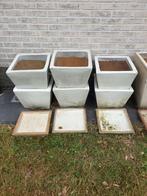 6x Large geglazuurde vorstbestendige bloempot + schaal, Tuin en Terras, Ophalen of Verzenden, Tuin
