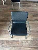 6 Eetkamerstoelen - leder met RVS frame, Ophalen, Zo goed als nieuw