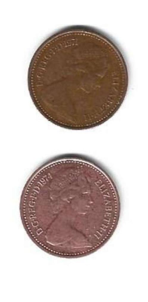 2 x munten UK New ½ penny (Elisabeth 2) 1971 – 1974 Pr, Timbres & Monnaies, Monnaies | Europe | Monnaies non-euro, Monnaie en vrac