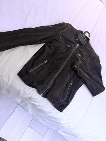 Taupe leren jas van het Engelse merk Superdry in nieuwstaat beschikbaar voor biedingen