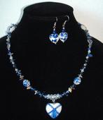 Ketting van sodaliet  en Delfts blauwe kralen 01054Col, Neuf, Réglable, Pierre ou Minéral, Bleu