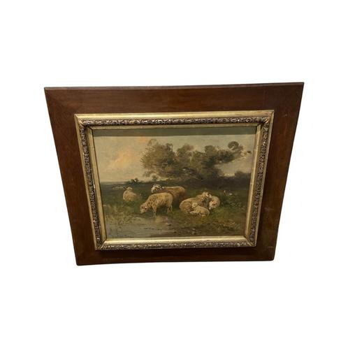 Grand tableau huile sur toile Moutons Signé Henry Schouten, Antiquités & Art, Art | Peinture | Classique, Enlèvement
