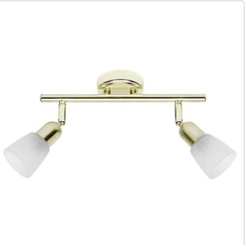 Brilliant Sofia plafondspot –2-licht– Messing met albastglas, Huis en Inrichting, Lampen | Spots, Zo goed als nieuw, Glas, Led