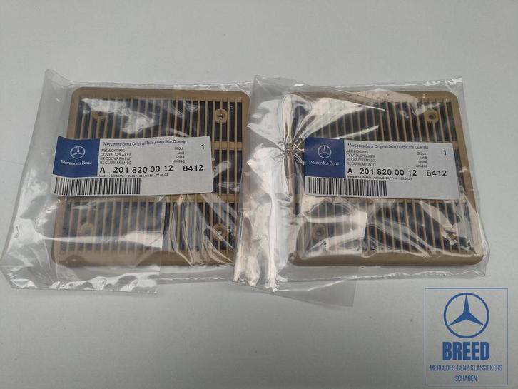 NOS luidsprekerafdekkingen achterzijde crème Mercedes W201, Auto diversen, Autoradio's, Ophalen of Verzenden