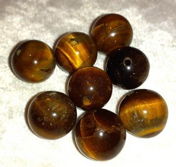 lot kralen 8 grote tijgeroog +- 14 mm  beschikbaar voor biedingen