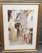 Aquarelle Sartène Coste signe m castin, Ophalen of Verzenden