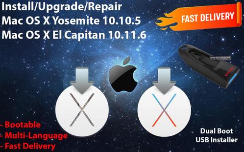 Mac OS X Yosemite 10.10.5+El Capitan 10.11.6, OSX via USB3.2, Computers en Software, Besturingssoftware, Nieuw, MacOS, Verzenden