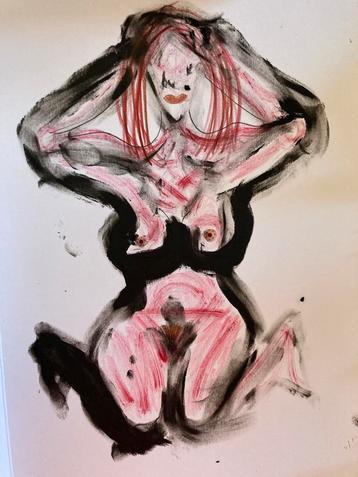 Erotische tekening datumloze vrouw beschikbaar voor biedingen