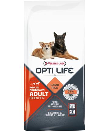 Opti Life Adulte Digestion Medium & Maxi 12,5 kg (Agneau)