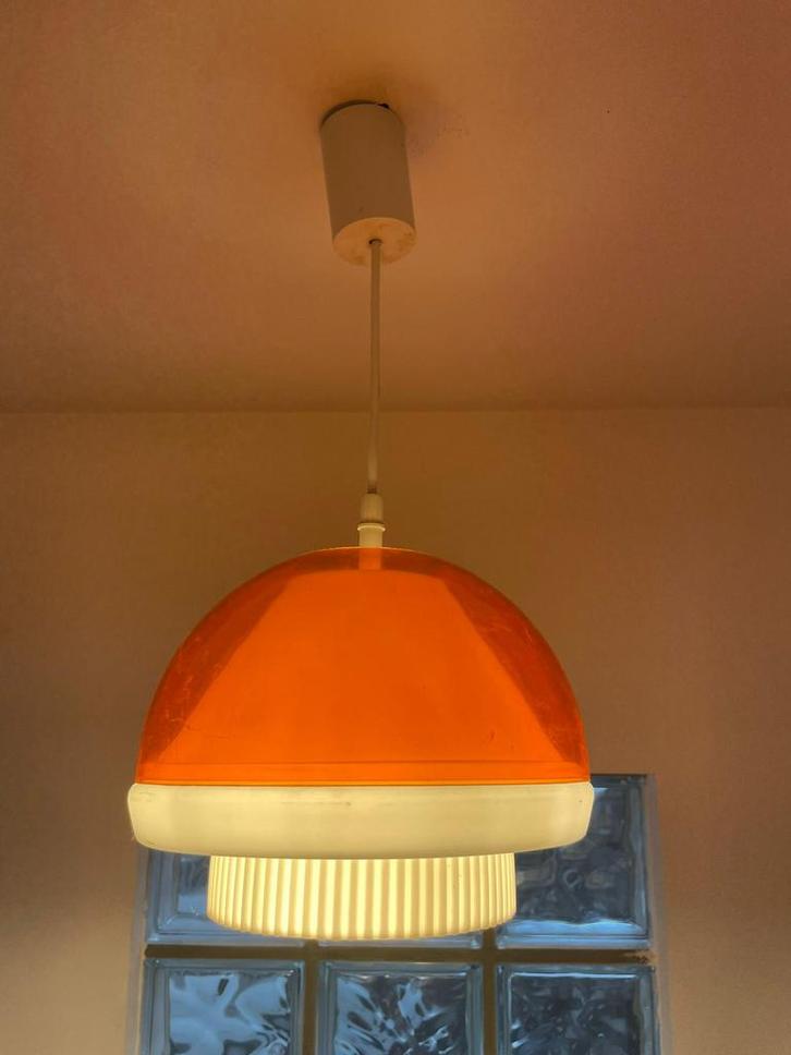 Suspension vintage orange des années 70 – Design space age, Huis en Inrichting, Lampen | Hanglampen, Zo goed als nieuw, Ophalen of Verzenden