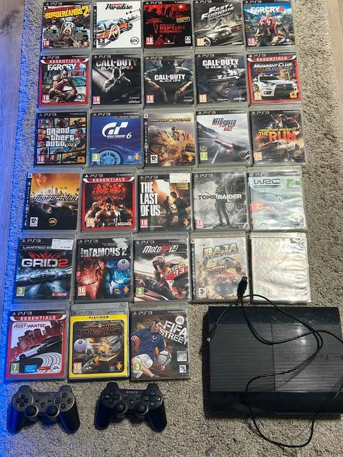 Playstation 3, Games en Spelcomputers, Spelcomputers | Sony PlayStation 3, Zo goed als nieuw, 500 GB, Met 2 controllers, Met games