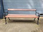 Antieke parkbank tuinbank gemaakt van gietijzer en hardhout, Ophalen of Verzenden, Zo goed als nieuw, Hout