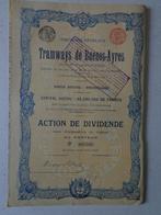 action dividende Tramways de Buenos-Ayres, Action, Enlèvement ou Envoi, Avant 1920