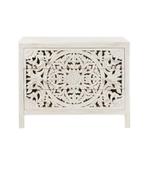 Witte commode kast van mangohout, Huis en Inrichting, Kasten | Ladekasten, Ophalen, 100 tot 150 cm, Zo goed als nieuw, 3 of 4 laden