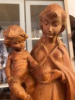 ancienne statue en bois de la Vierge à l'Enfant 56 cm, Antiquités & Art, Enlèvement ou Envoi