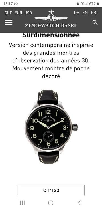 Montre Zeno-watch pilote XXL beschikbaar voor biedingen