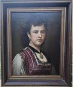 antiek schilderij portret ``jonge vrouw in tracht``, Antiek en Kunst, Ophalen