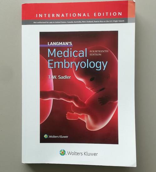 Langman’s Medical Embryology - T.W. Sadler - Ugent BMW Bach2, Boeken, Studieboeken en Cursussen, Zo goed als nieuw, Hoger Onderwijs