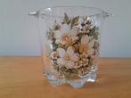 Vintage glazen ijsemmer met bloemendecor, Huis en Inrichting, Woonaccessoires | Vazen, Overige kleuren, Ophalen of Verzenden, Minder dan 50 cm