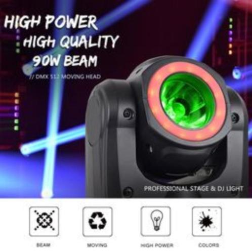 Nieuwe FIRST CLASS 90W LED BEAM MOVING HEAD SPOT MET LED RIN, Muziek en Instrumenten, Licht en Laser, Nieuw, Licht, Geluidgestuurd