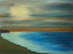 Peinture toile cadre mer ostende coucher soleil schilderij, Antiek en Kunst, Ophalen