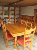 Houten tafel met 6 stoelen en dressoirkast, Huis en Inrichting, Complete eetkamers, 4 tot 6 stoelen, Gebruikt, Ophalen, Klassiek